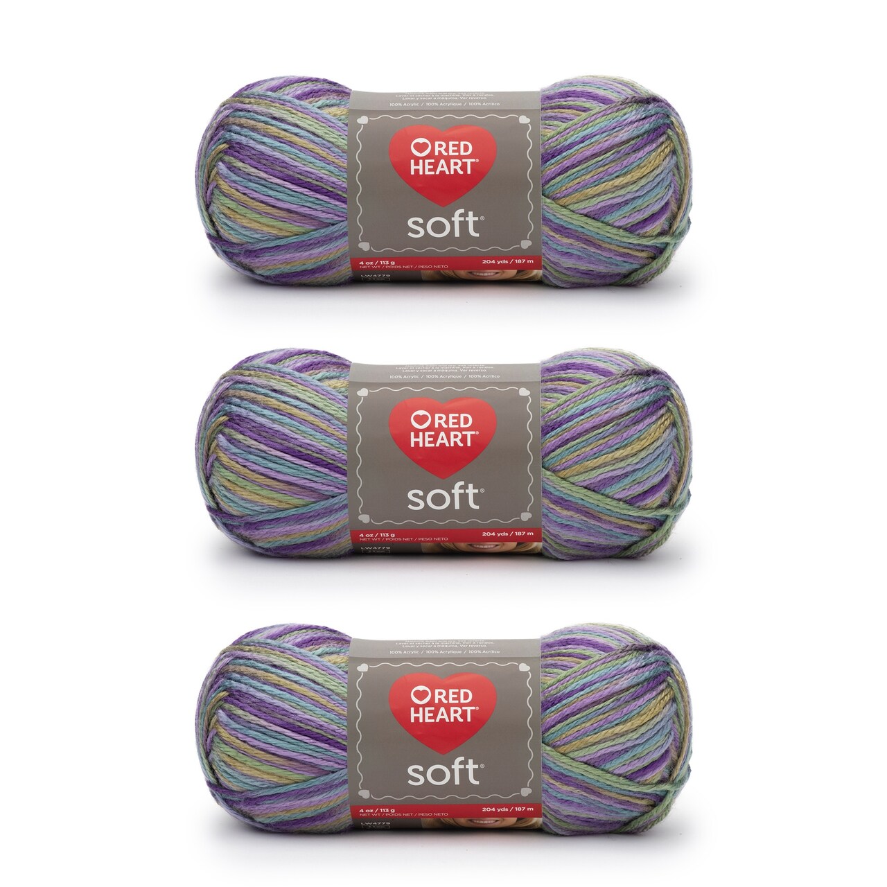 Red Heart Soft Watercolors Yarn - 3 Pack of 113g/4oz - Acrylic - 4 Medium (Worsted) - 256 Yards - Knitting/Crochet